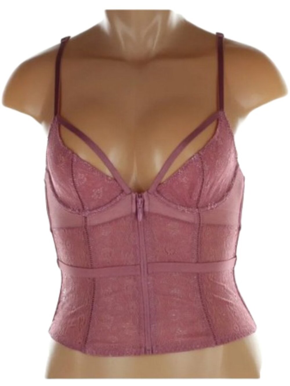 Victoria's Secret Unlined Bustier Corset Top Mauve Pink 32C NWT